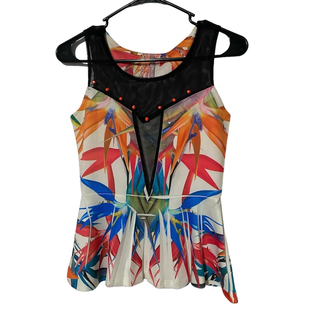 Mauve Y2K Birds Of Paradise Peplum Top